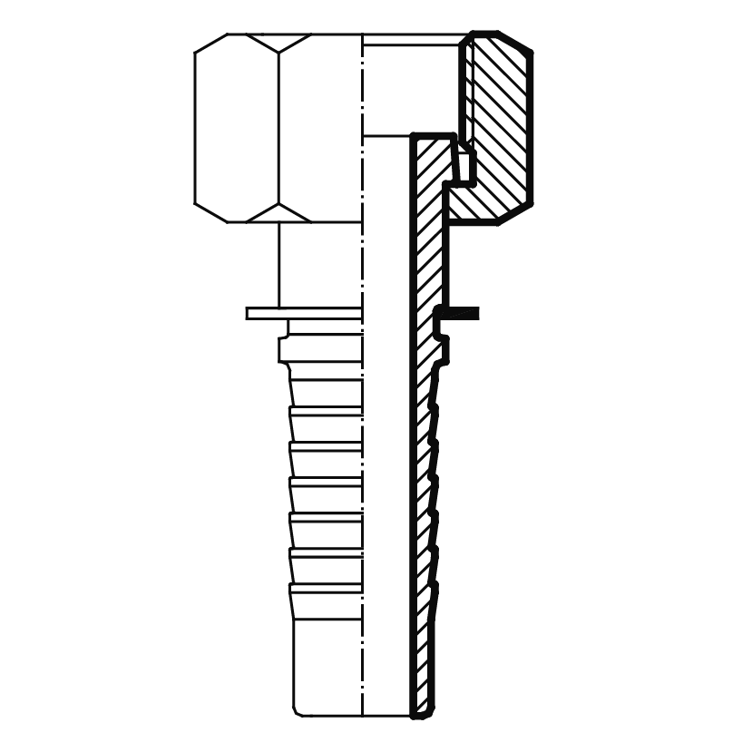 Фитинг ORFS (г) 1.3/16" DN=12 (0°)