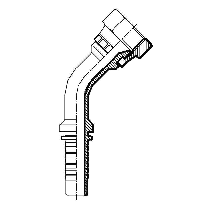 Фитинг JIS(TOYOTA) 1/4" DN=06 (45°) без гайки под ключ
